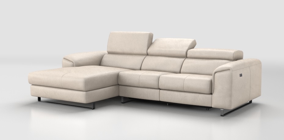 Tassarolo - corner sofa with 1 electric recliner - left peninsula